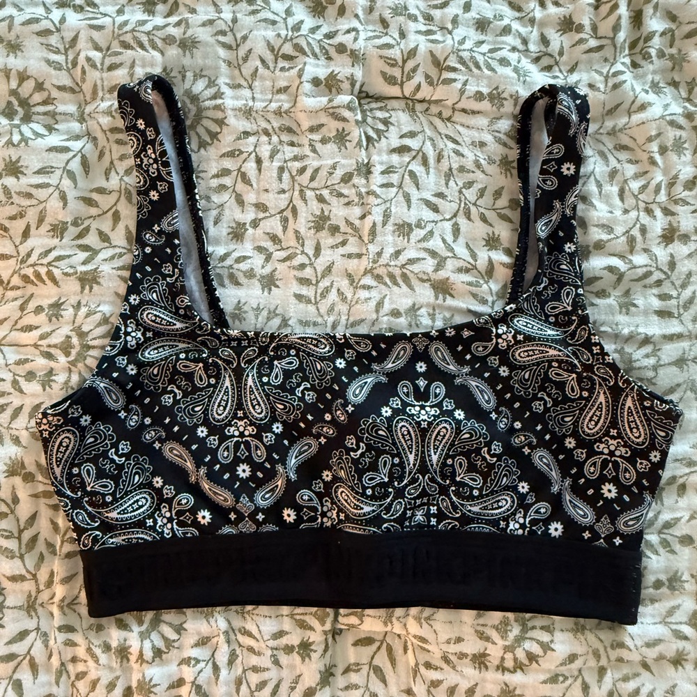 Black Paisley Crop Top